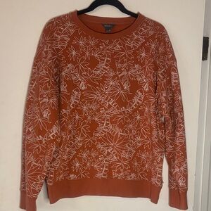 Eddie Bauer Rust Crewneck Sweatshirt with White Floral Outline